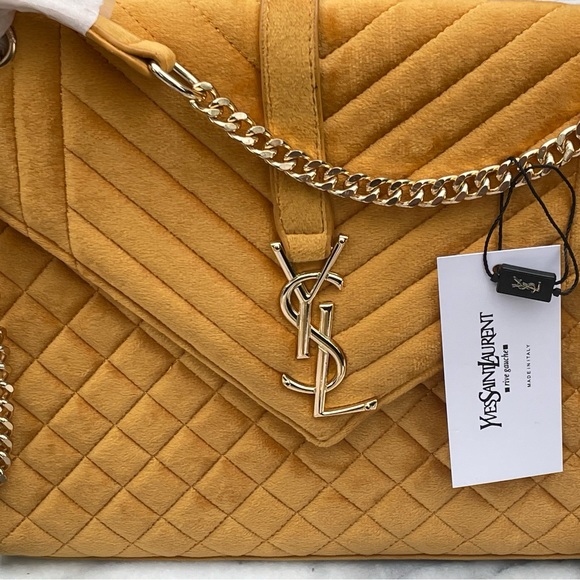 Affordable Fashion Finds Handbags - 🔥FLASH SALE🔥NWTMonogram Y S L Velvet oversized Clutch Bag crossbody gold chain